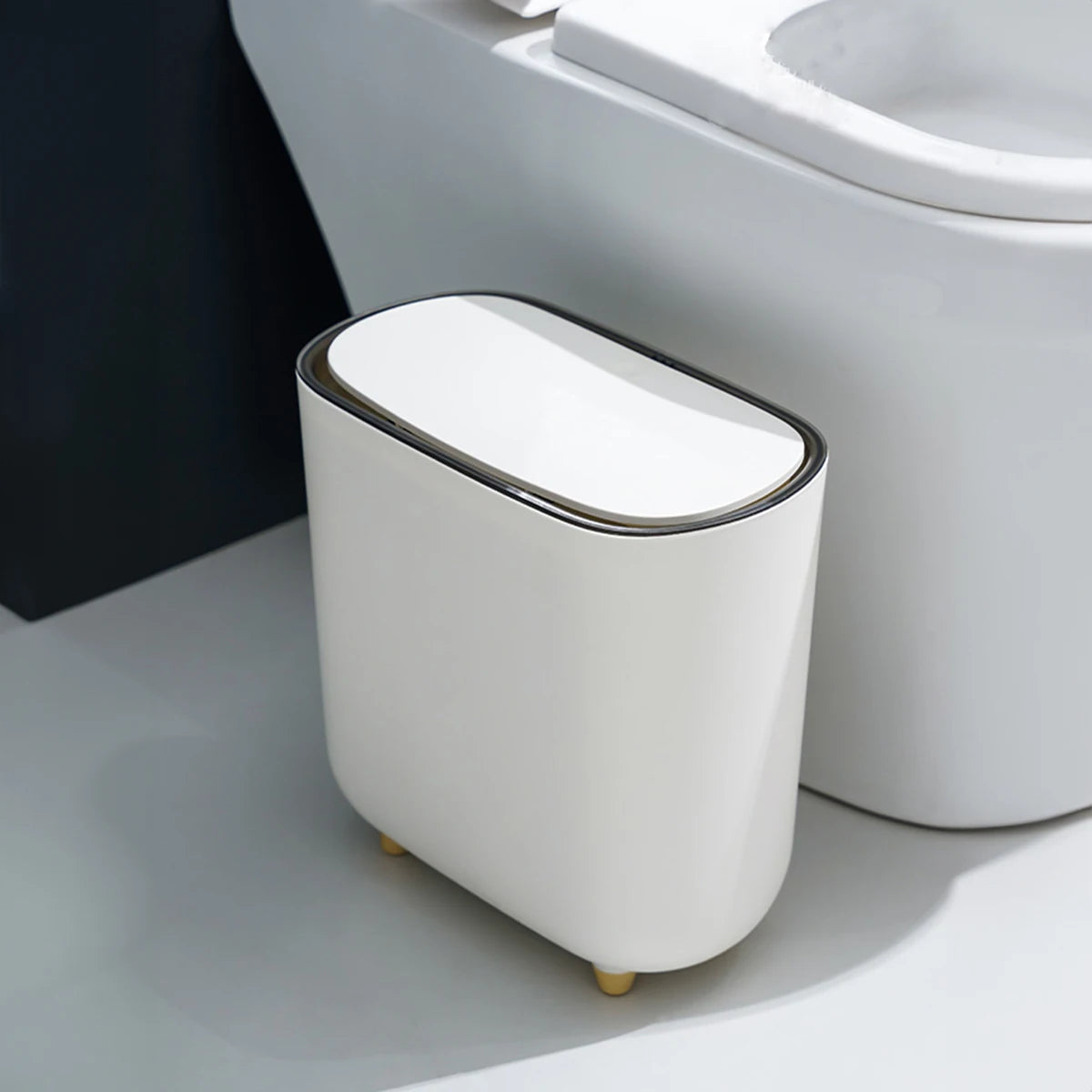 Narrow Press Lid Trash Can