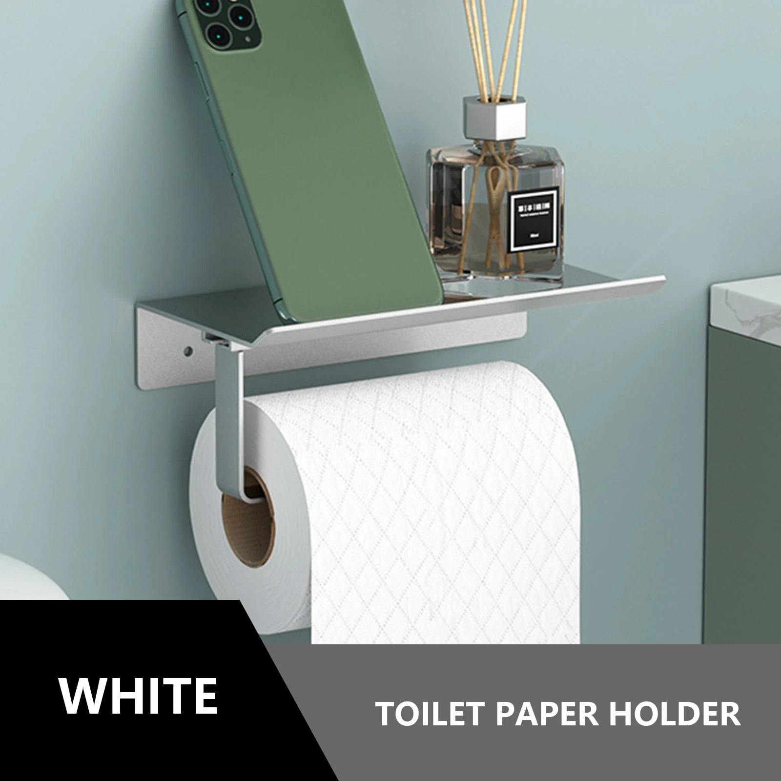 Aluminum Toilet Paper Holder with Shelf
