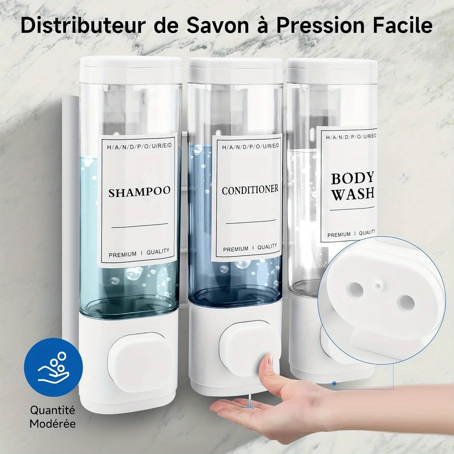 3-in-1 Wall Mounted Soap, Shampoo & Shower Gel Dispenser