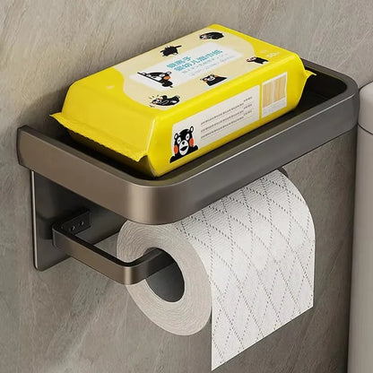 Black Gold Toilet Paper Holder with Shelf