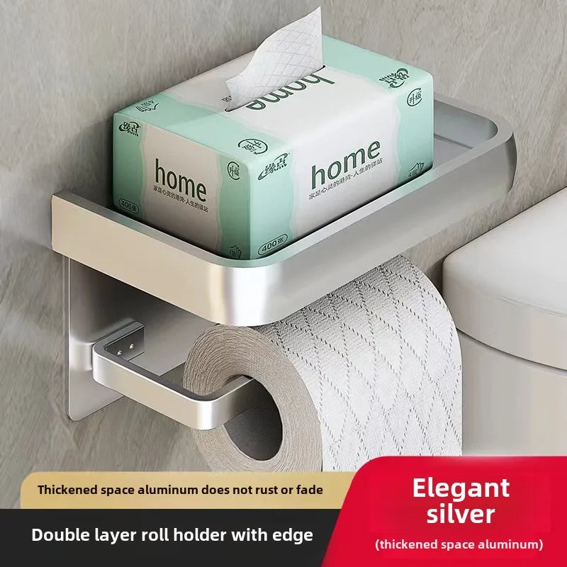 Black Gold Toilet Paper Holder with Shelf