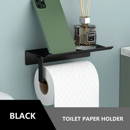 Aluminum Toilet Paper Holder with Shelf