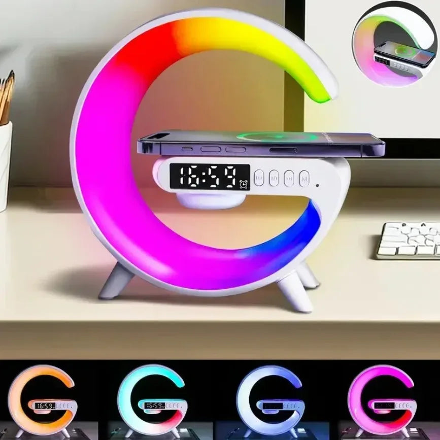 Wireless Charging Stand with Bluetooth Speaker &amp; RGB Night Light