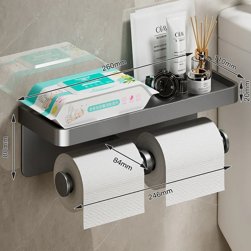 Black Gold Toilet Paper Holder with Shelf