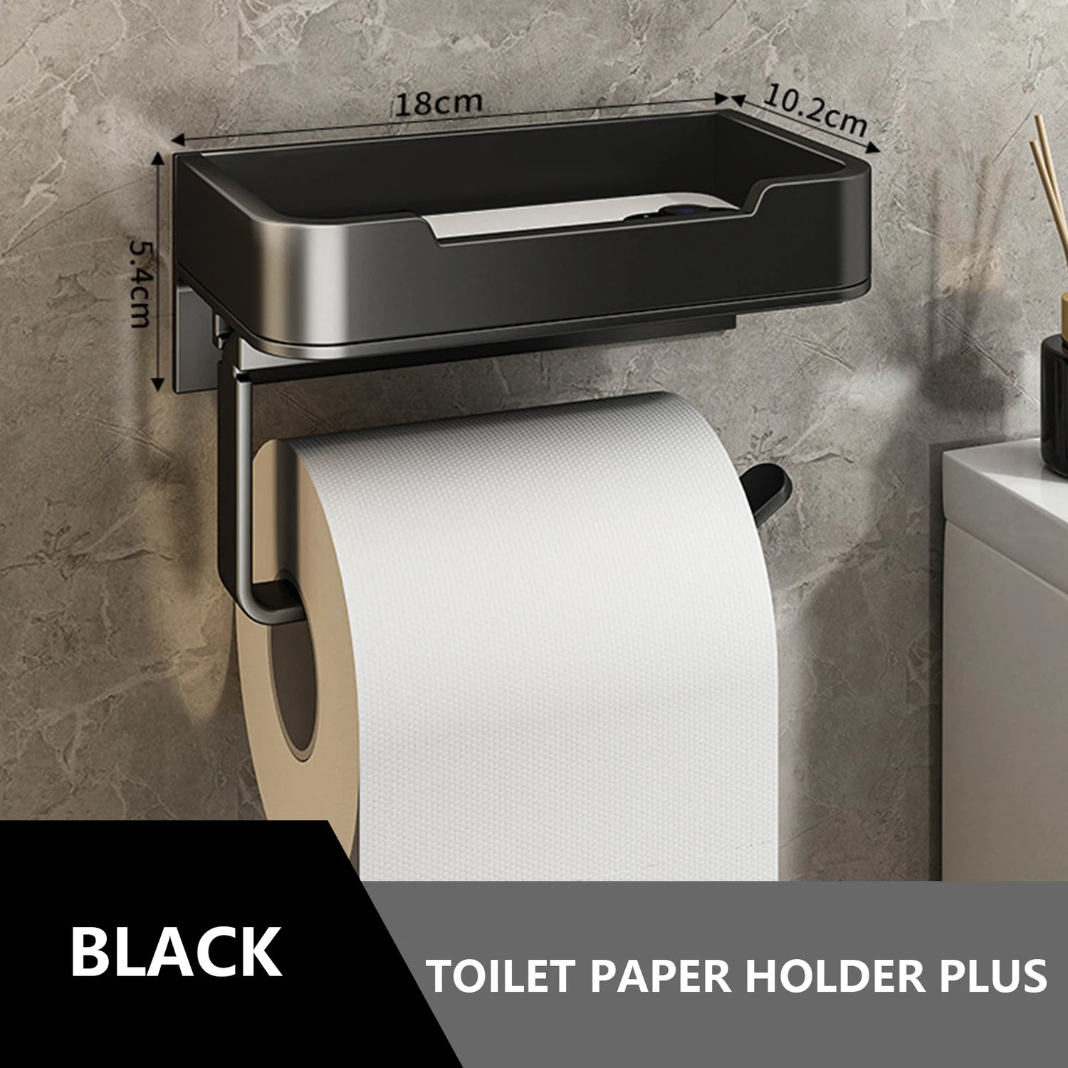 Aluminum Toilet Paper Holder with Shelf