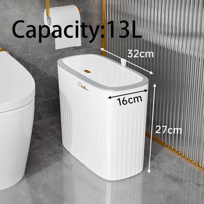 Narrow Press Lid Trash Can