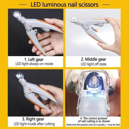 LED Pet Nail Clippers Safe &amp; Precise Trimming for Cats &amp; Dogs