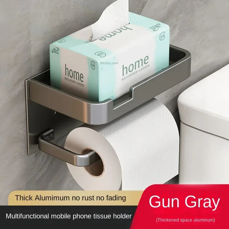 Black Gold Toilet Paper Holder with Shelf