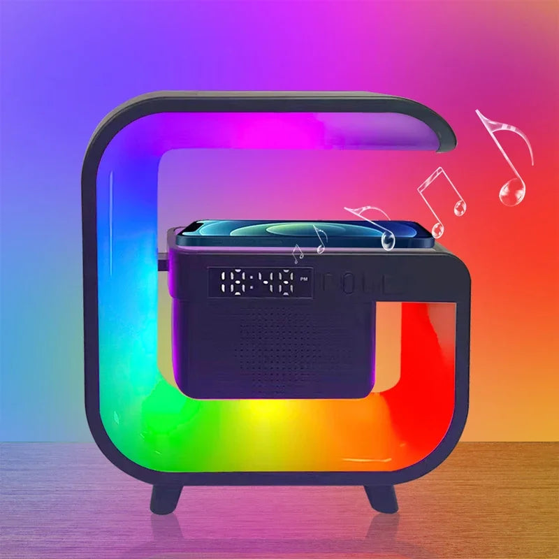 Wireless Charging Stand with Bluetooth Speaker &amp; RGB Night Light