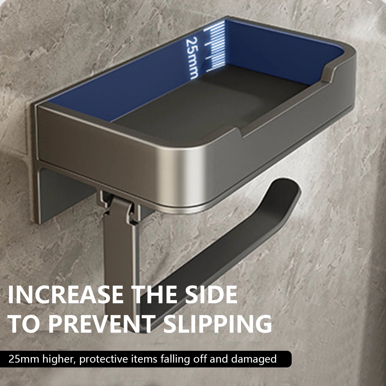 Aluminum Toilet Paper Holder with Shelf