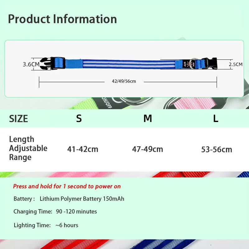 LED Rechargeable Light Up Dog Safety Collar