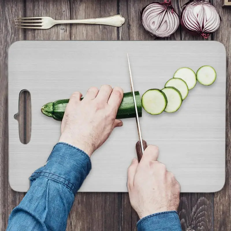 Stainless Steel Cutting Board, Double-Sided Food-Grade