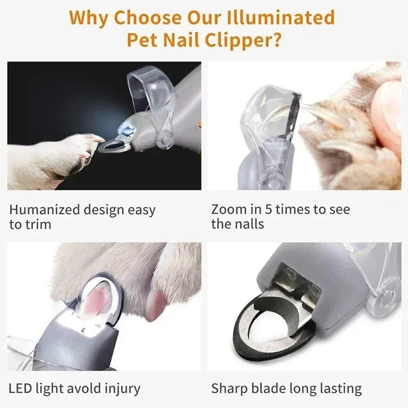 LED Pet Nail Clippers Safe &amp; Precise Trimming for Cats &amp; Dogs