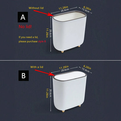 Narrow Press Lid Trash Can