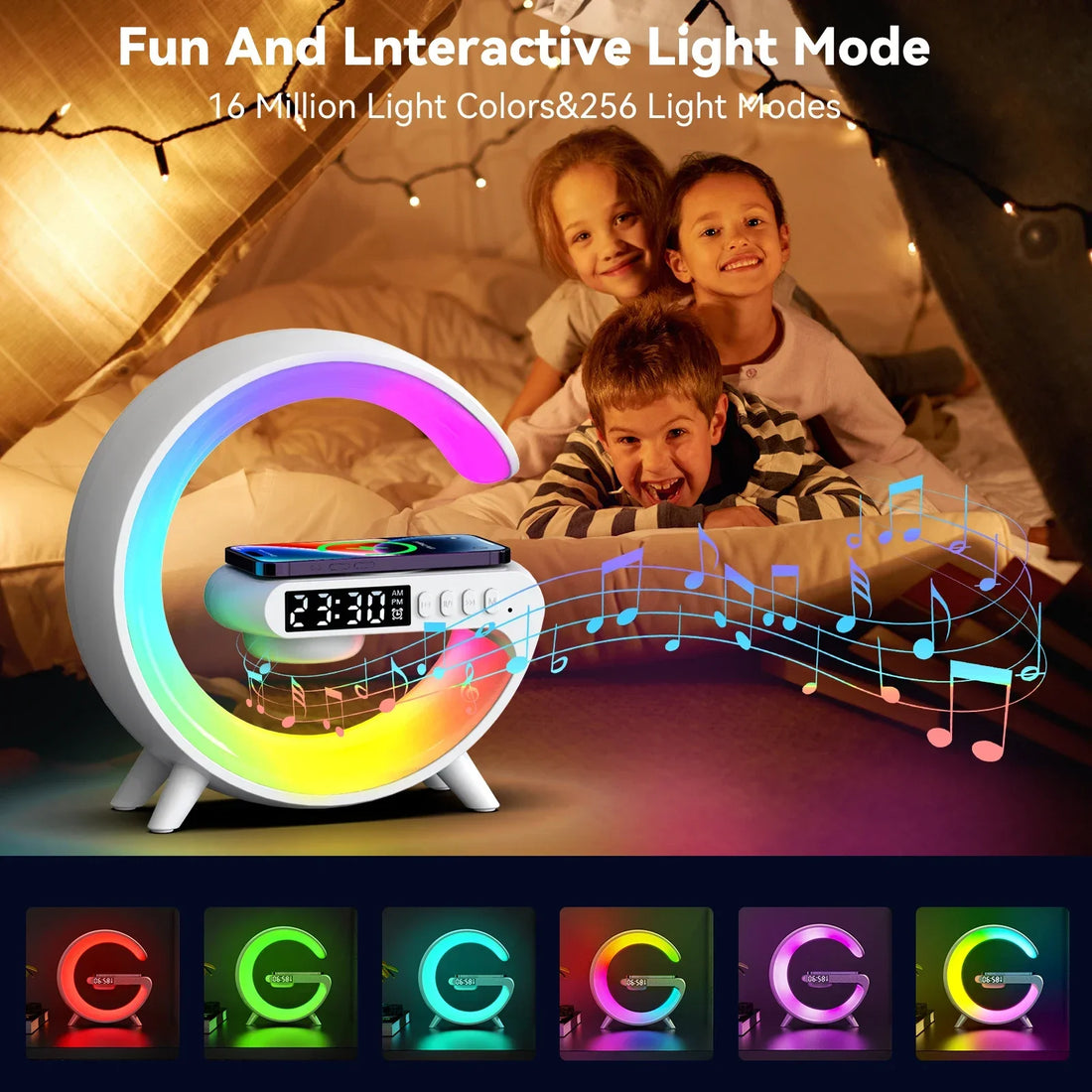 3-in-1 Wireless Charger with Speaker &amp; RGB Light