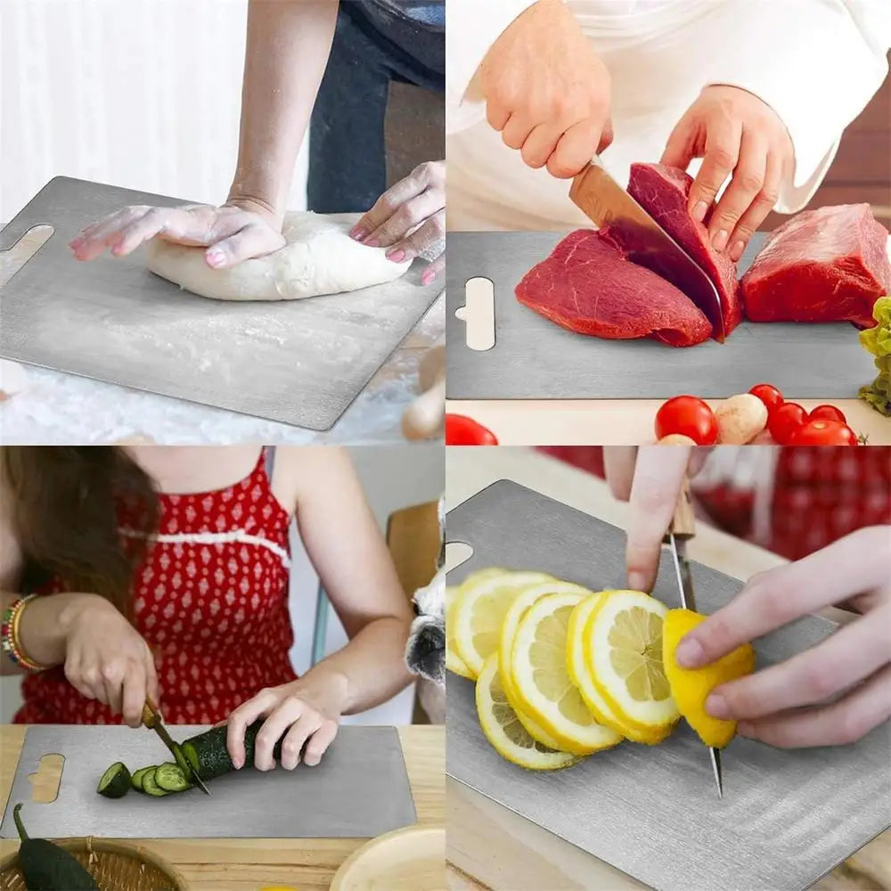 Stainless Steel Cutting Board, Double-Sided Food-Grade