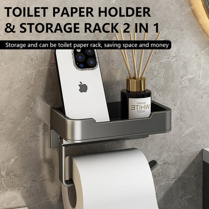 Aluminum Toilet Paper Holder with Shelf
