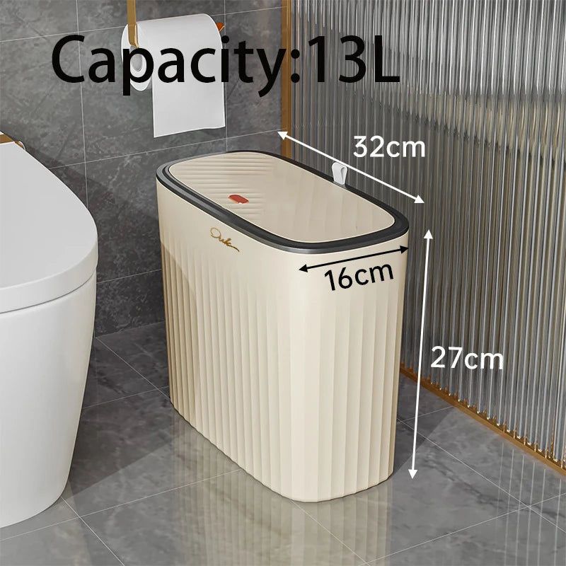 Narrow Press Lid Trash Can