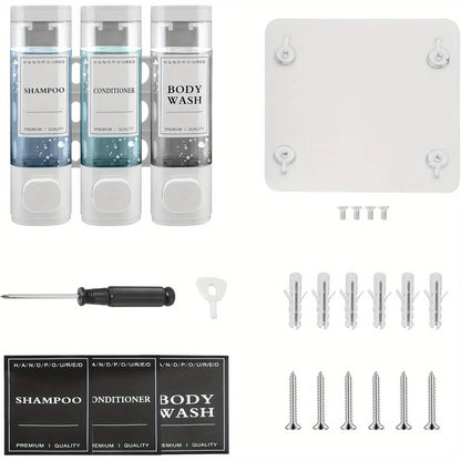 3-in-1 Wall Mounted Soap, Shampoo &amp; Shower Gel Dispenser