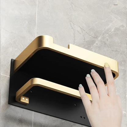 Black Gold Toilet Paper Holder with Shelf