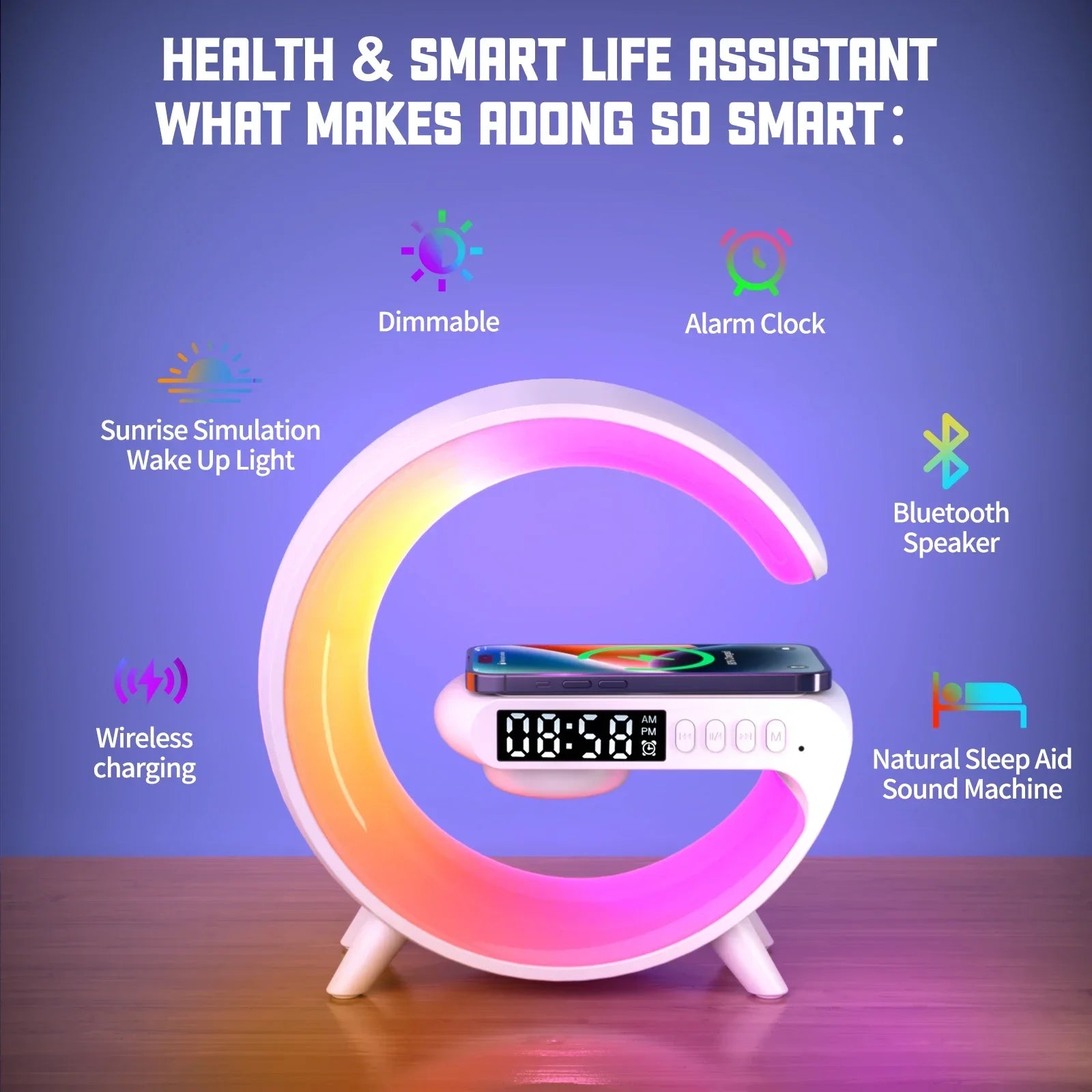 3-in-1 Wireless Charger with Speaker &amp; RGB Light