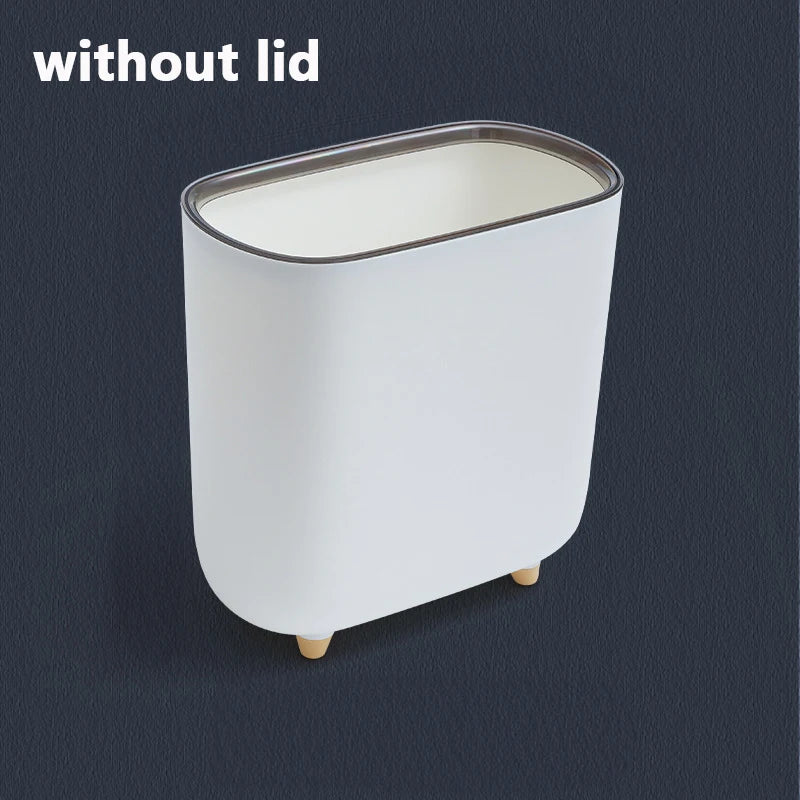 Narrow Press Lid Trash Can