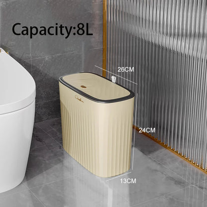 Narrow Press Lid Trash Can