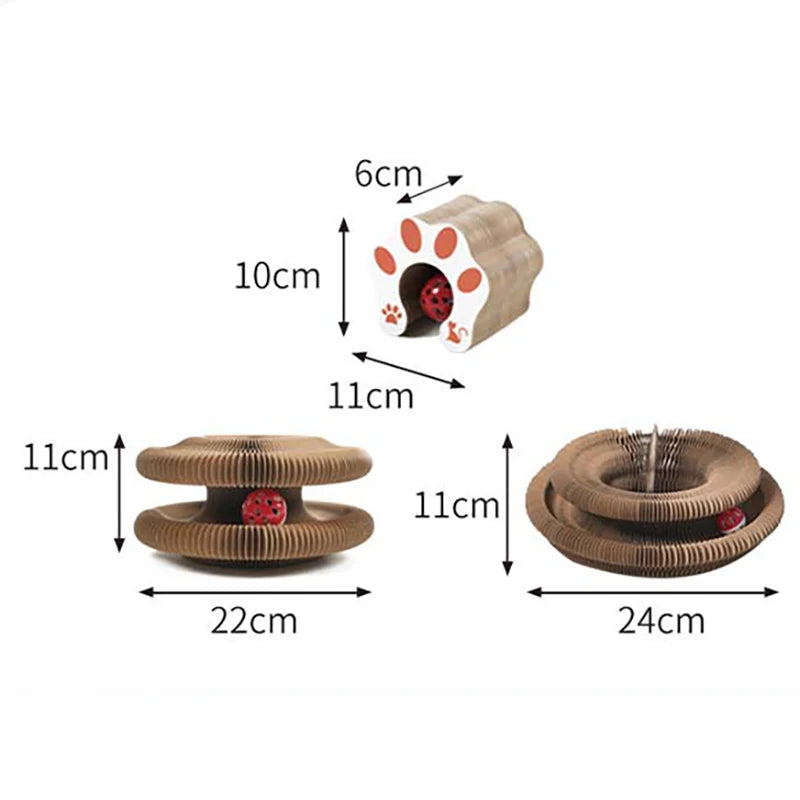 Round Corrugated Cat Scratcher Bowl with Ball Track | Claw Grinding Toy