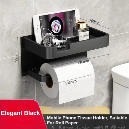 Black Gold Toilet Paper Holder with Shelf