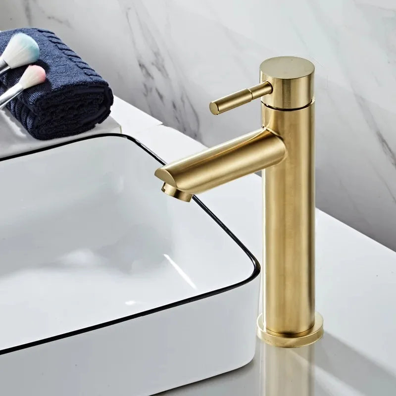 Brushed Gold Bathroom Faucet – 304 Stainless Steel