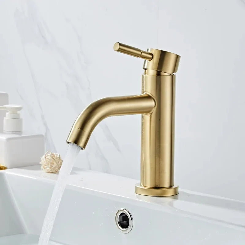 Brushed Gold Bathroom Faucet – 304 Stainless Steel