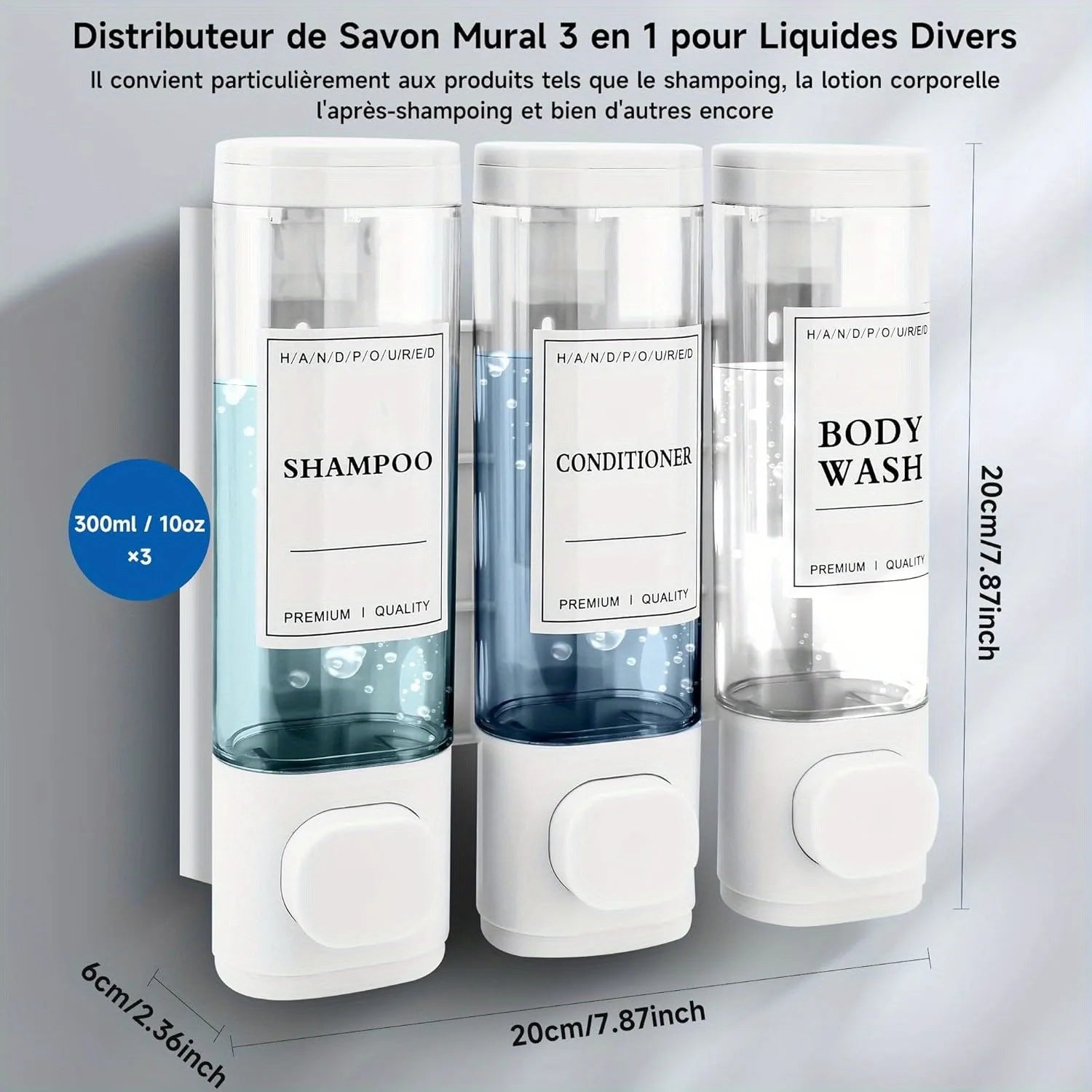 3-in-1 Wall Mounted Soap, Shampoo &amp; Shower Gel Dispenser