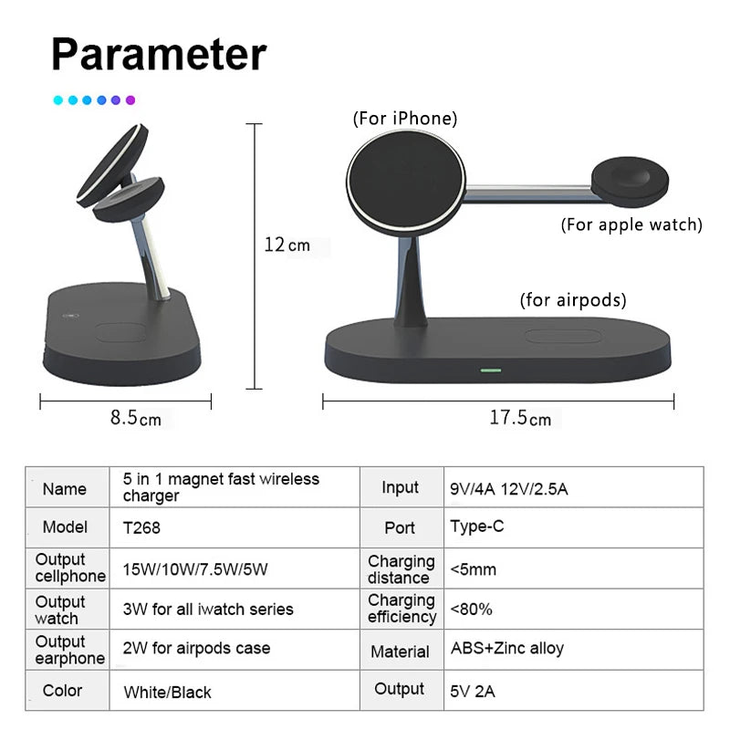 3 in 1 Wireless Charger Stand for iPhone, Apple Watch &amp; AirPods