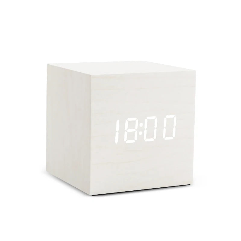 Modern Wooden LED Alarm Clock for Desk &amp; Bedroom