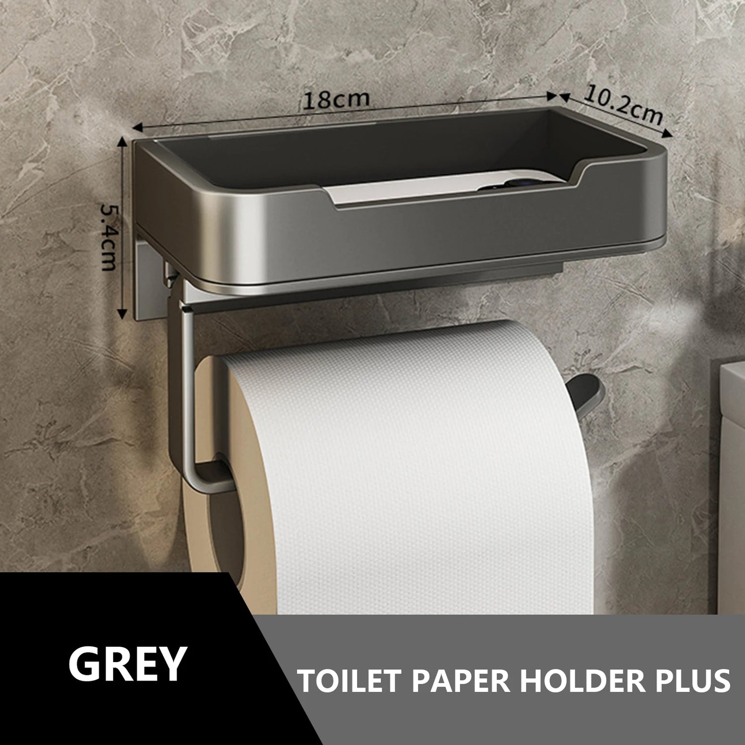 Aluminum Toilet Paper Holder with Shelf