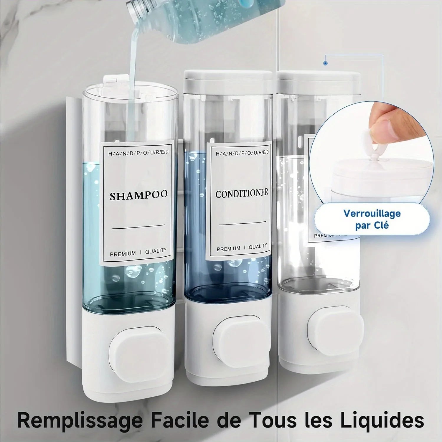 3-in-1 Wall Mounted Soap, Shampoo &amp; Shower Gel Dispenser