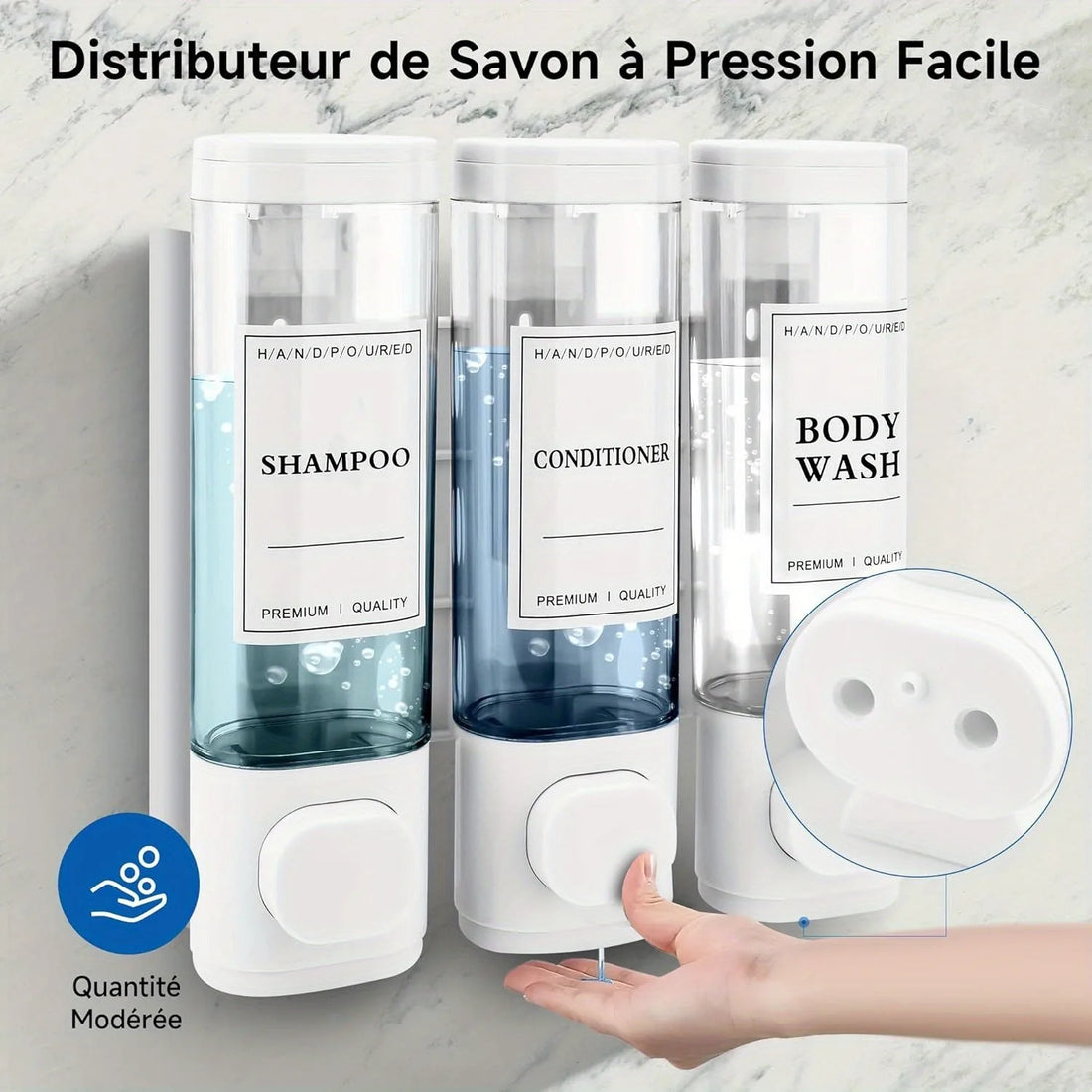 3-in-1 Wall Mounted Soap, Shampoo &amp; Shower Gel Dispenser