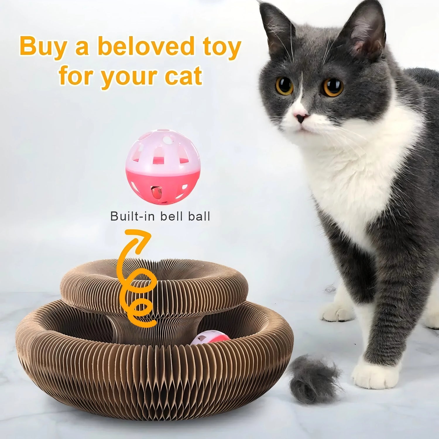 Round Corrugated Cat Scratcher Bowl with Ball Track | Claw Grinding Toy