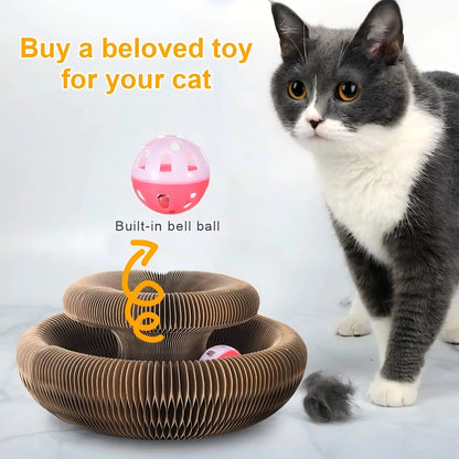 Round Corrugated Cat Scratcher Bowl with Ball Track | Claw Grinding Toy