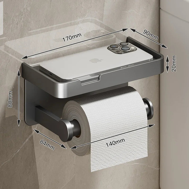 Black Gold Toilet Paper Holder with Shelf