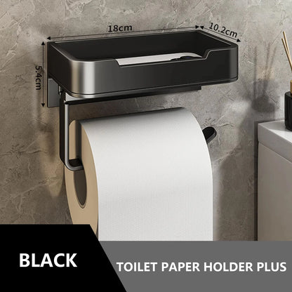 Aluminum Toilet Paper Holder with Shelf