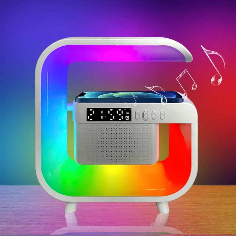 Wireless Charging Stand with Bluetooth Speaker &amp; RGB Night Light