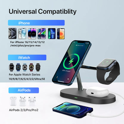 3 in 1 Wireless Charger Stand for iPhone, Apple Watch &amp; AirPods