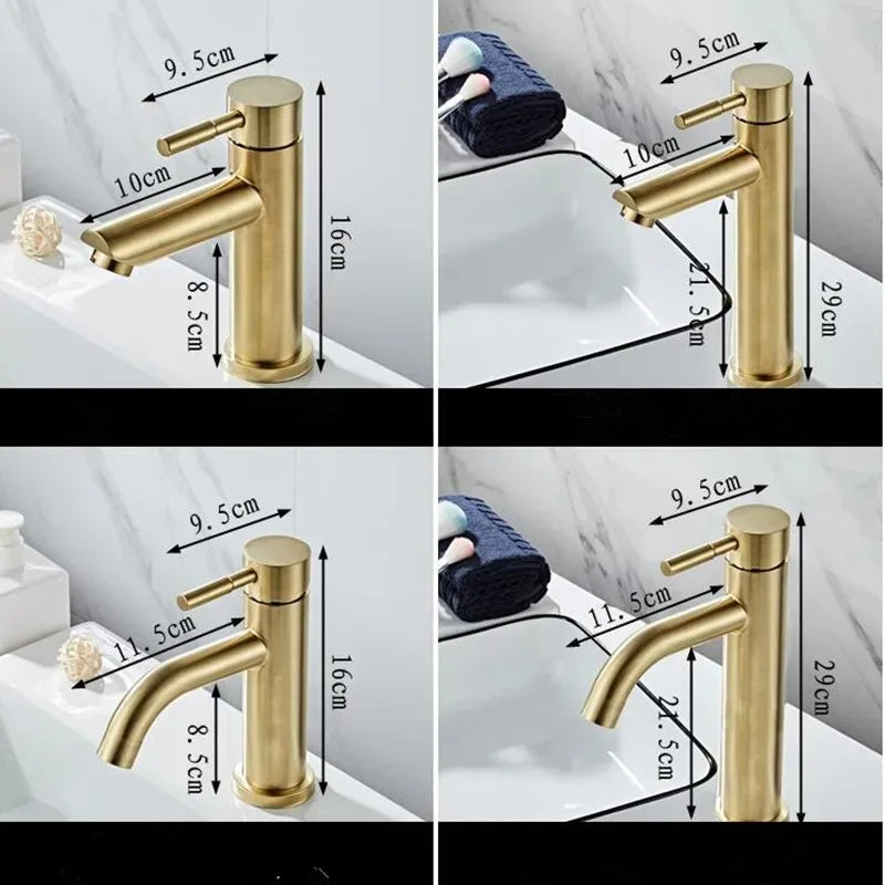 Brushed Gold Bathroom Faucet – 304 Stainless Steel