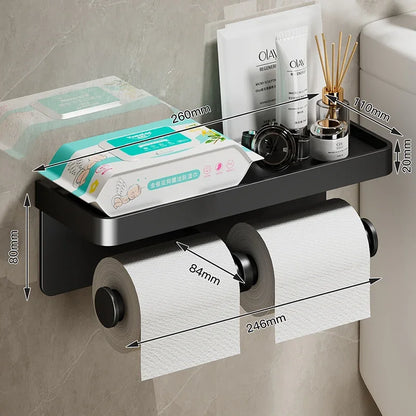 Black Gold Toilet Paper Holder with Shelf
