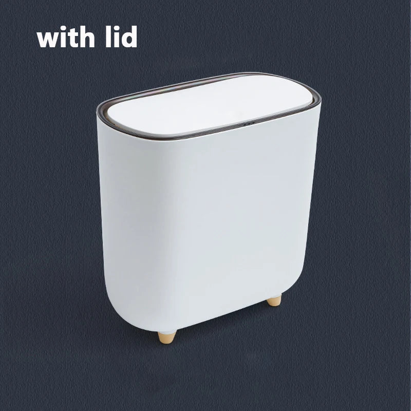Narrow Press Lid Trash Can
