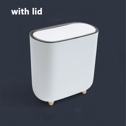 Narrow Press Lid Trash Can
