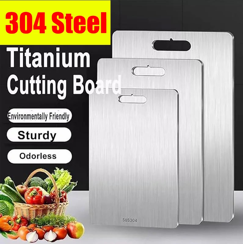 Stainless Steel Cutting Board, Double-Sided Food-Grade