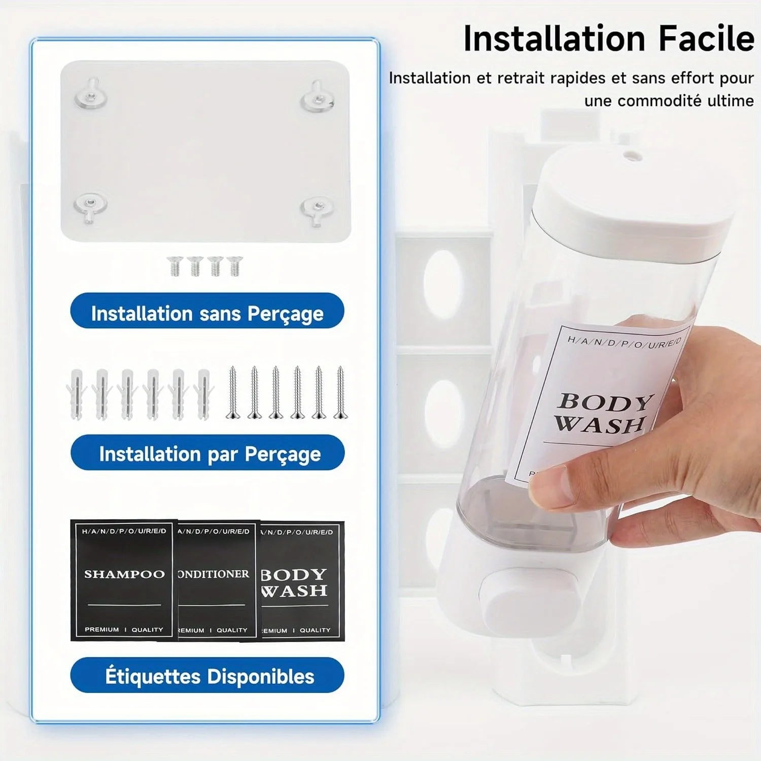 3-in-1 Wall Mounted Soap, Shampoo &amp; Shower Gel Dispenser